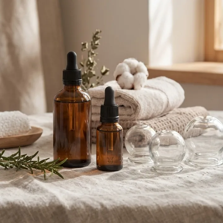 Soins de hijama et massage au Cabinet Al'Azib à Tanger : ventouses et huiles thérapeutiques